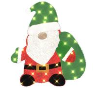 vidaXL Père Noël éclairé Blanc Chaud 62 x 70 cm Tissu en Guirlande, Décor de Salon, Ornements Modernes, lumières LED saisonnières, décorations de Noël extérieures, pièces en Plastique étanches