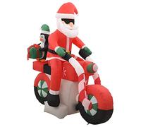 vidaXL Père Noël Gonflable sur Moto LED Eclairage Lumière Décoration de Noël Ornement de Jardin Arrière-Cour Extérieur Imperméable IP44 160 cm