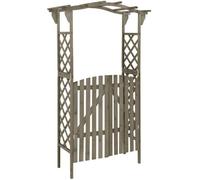 vidaXL Pergola avec portail 116x40x204 cm Gris Bois de sapin massif