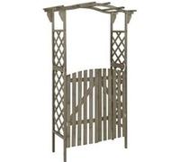 vidaXL Pergola avec portail 116x40x204 cm Gris Bois de sapin massif Gris G