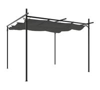 vidaXL Pergola avec Toit Rétractable, Abri de Soleil, Tonnelle, Pavillon de Jardin Patio Terrasse Arrière-Cour Extérieur, Anthracite 295x292x230 cm