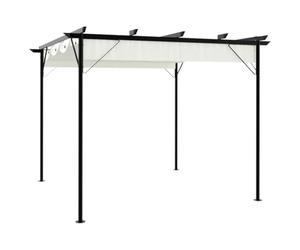vidaXL Pergola avec Toit rétractable Blanc crème 3 x 3 m Acier