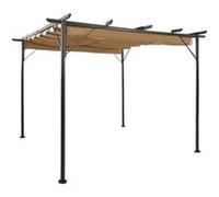 vidaXL Pergola avec Toit Rétractable Tonnelle de Jardin Pavillon de Patio Ombre du Soleil Protection Contre la Pluie Taupe 3x3 m Acier 180 g/m²