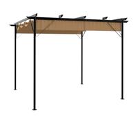 vidaXL Pergola avec Toit Rétractable Tonnelle de Jardin Pavillon de Patio Ombre du Soleil Protection Contre la Pluie Taupe 3x3 m Acier 180 g/m²