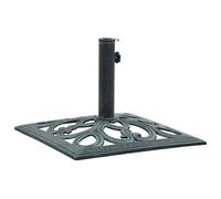 vidaXL Pied de parasol avec adaptateur pour jardin, terrasse, extérieur, balcon - Support en fonte - Vert - 12 kg - 49 cm