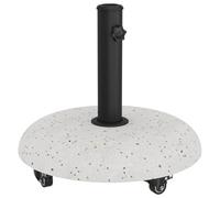 vidaXL Pied de Parasol Blanc et Noir 45 x 45 x 40 cm Béton et Métal, Socle d'ombrelle de Jardin et terrasse, Rond, Support Moderne et Robuste pour Parasol, idéal en extérieur.