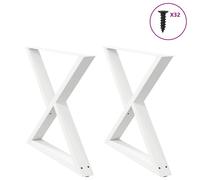 vidaXL Pieds de table à manger 2 pièces Blanc 90 x (72-73,3) cm Acier