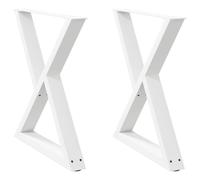 vidaXL Pieds de table à manger 2 pièces – Acier Blanc – 70 x (72–73,3) cm