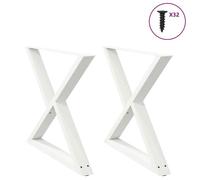 vidaXL Pieds de table à manger 2 pièces Blanc 90 x (72-73,3) cm Acier 4012733
