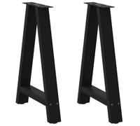 vidaXL Pieds de Table à Manger en Forme de A 2 pièces Noir 60 x (72-73) cm Acier