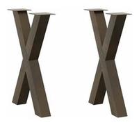 vidaXL Pieds de table à manger en forme de X, 2 pièces, acier naturel, 50 x (72-73) cm 4012971 Marron