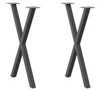 vidaXL Pieds de Table à Manger en Forme de X, 2 pièces, Anthracite, 57 x (72-73) cm, Acier