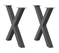vidaXL Pieds de table à manger en forme de X 2 pièces 80 x (72-73) cm Acier Anthracite