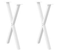 vidaXL Pieds de table à manger en forme de X, 2 pièces, Blanc, 50 x (72-73) cm, Acier