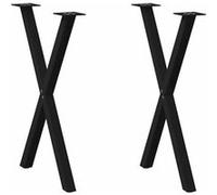 vidaXL Pieds de table à manger en forme de X - 2 pièces - Noir - 50 x (72-73) cm - Acier