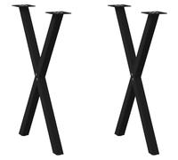 vidaXL Pieds de table de salle à manger en X 2 pcs Noir Acier 57 x (72-73) cm