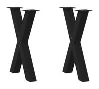 vidaXL Pieds de table à manger en X 2 pièces Acier 60 x (72-73) cm Noir