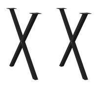 vidaXL Pieds de table à manger en X – 2 pièces, noir, acier, 80 x (72–73) cm