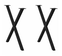 vidaXL Pieds de table à manger en forme de X, 2 pièces, noir, 80 x (72-73) cm, acier