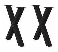 vidaXL Pieds de table en X, 2 pièces, noir, 80 x (72-73) cm, acier