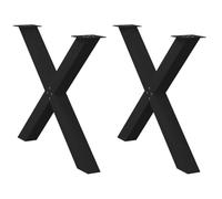 vidaXL Pieds de table à manger en forme de X 2 pièces acier 90 x (72-73) cm noir