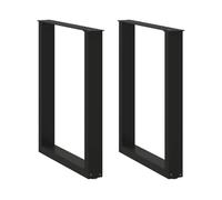 vidaXL Pieds de table à manger en U 2 pièces Noir 70 x (72-73) cm Acier