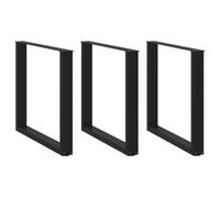 vidaXL Pieds de table à manger en U – 3 pièces, acier, 80 x (72–73) cm – Noir