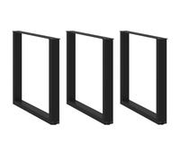 vidaXL Pieds de table à manger en U 3 pièces 90 x (72-73) cm Acier Noir
