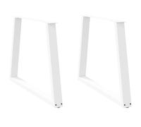 vidaXL Pieds de table à manger en forme de V, 2 pièces, blanc, 100 x (72-73,3) cm, acier