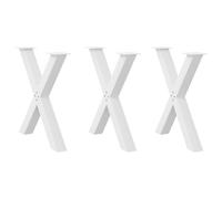 vidaXL Pieds de table à manger en forme de X, 3 pièces, blanc, 80 x (72-73) cm, acier
