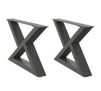 vidaXL Pieds de table basse 2 pièces Anthracite 60 x (30-31,3) cm Acier