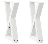 vidaXL Pieds de table basse Acier Blanc 38 x (42–43,3) cm 2 pièces