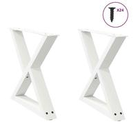 Vidaxl Pieds De Table Basse 2 Pcs Blanc 60x(42-43,3) Cm Acier