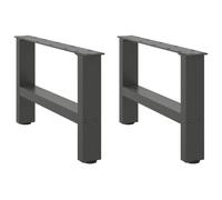 vidaXL Pieds de Table Basse Anthracite 2 pièces 50 x (30-31) cm Acier