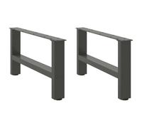 vidaXL Pieds de Table Basse Anthracite 2 pièces 60 x (30-31) cm Acier