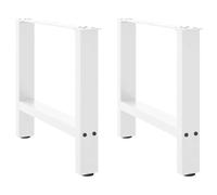 vidaXL Pieds de table basse 2 pièces Acier Blanc 50 x (42-43) cm