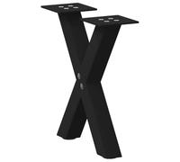 vidaXL Pieds de table basse en forme de X, 2 pièces, noir, 37 x (30-31) cm, acier