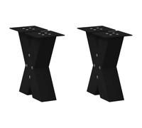 vidaXL Pieds de table basse en forme de X, 2 pièces, Noir, 40 x (30-31) cm, Acier