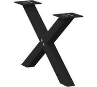 vidaXL Pieds de table basse en forme de X (4012876) – 2 pièces, noir, 50 x (30-31) cm, acier