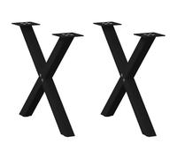 vidaXL Pieds de table basse en forme de X – 2 pièces, acier noir, 50 x (42-43) cm
