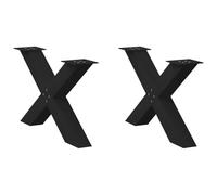 vidaXL Pieds de table basse en forme de X 2 pièces Noir 70 x (42-43) cm Acier