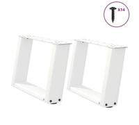 vidaXL Pieds de table basse en U, 2 pièces, blanc, 50 x (30-31) cm, acier 4012745