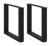 vidaXL Pieds de table basse en U, 2 pièces, noir, 50 x (42-43) cm, acier