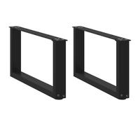 vidaXL Pieds de Table Basse en U, 2 pièces, Noir, 70 x (30-31) cm, Acier