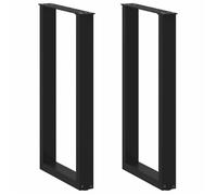 vidaXL Pieds de table de bar en U – 2 pièces, acier noir, 50 x 90–91 cm