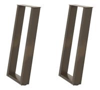 vidaXL Pieds de Table Console en U, 2 pièces, Acier Naturel,