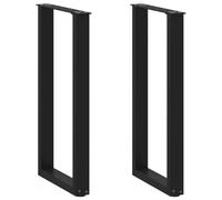 vidaXL Pieds de Table Console en U, 2 pièces, Noir, 28 x (72-73) cm, Acier