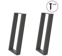vidaXL Pieds de table console en U – 2 pièces Anthracite 28 x (72–73) cm Acier
