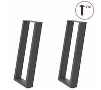 vidaXL Pieds de table console en U – 2 pièces Anthracite 28 x (72–73) cm Acier