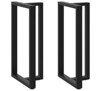 vidaXL Pieds de Table de Bar en Forme de T, 2 pièces, Noir, 60 x 35 x (110-111) cm, Acier